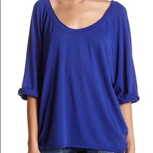 NWT Free People Scoop Neck Tee in Cobalt